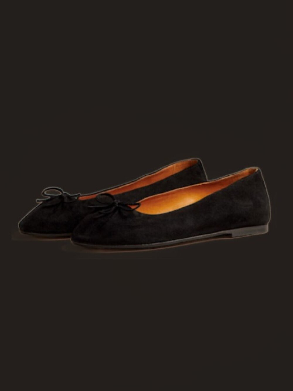 Sezane Agathe Low Ballerinas, Black Suede, size 10